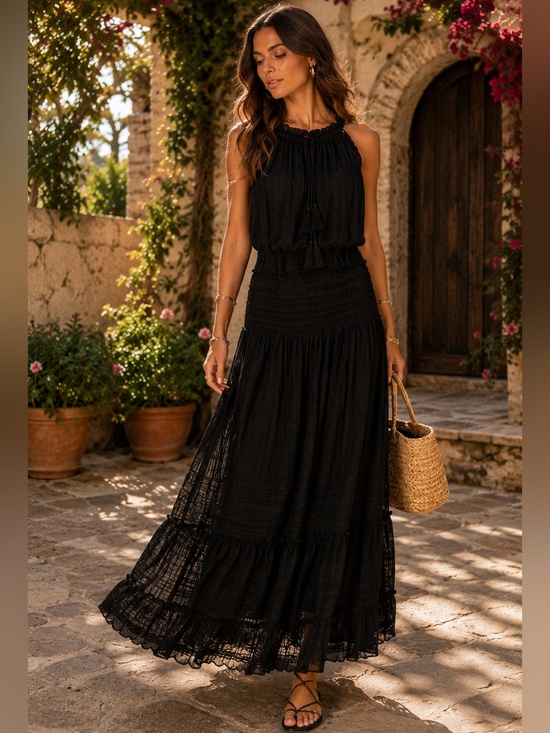 Max Studio Dresses & Skirts - NWT Max Studio London Black Textured Tiered Maxi Dress XL MSRP $198